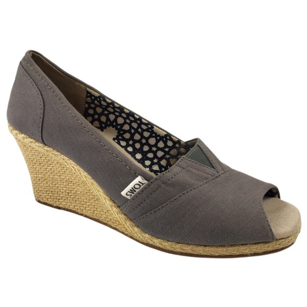 TOMS Gray Wedge Espadrille Shoes